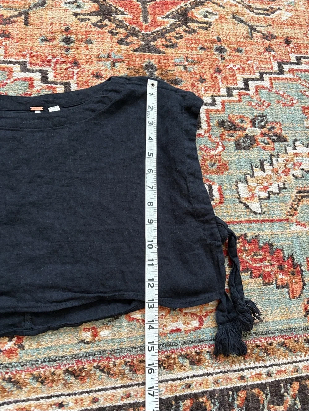 FREE PEOPLE CO-ORD BLACK SUNDOWN CROPPED OPEN SIDE TIE TOP XS